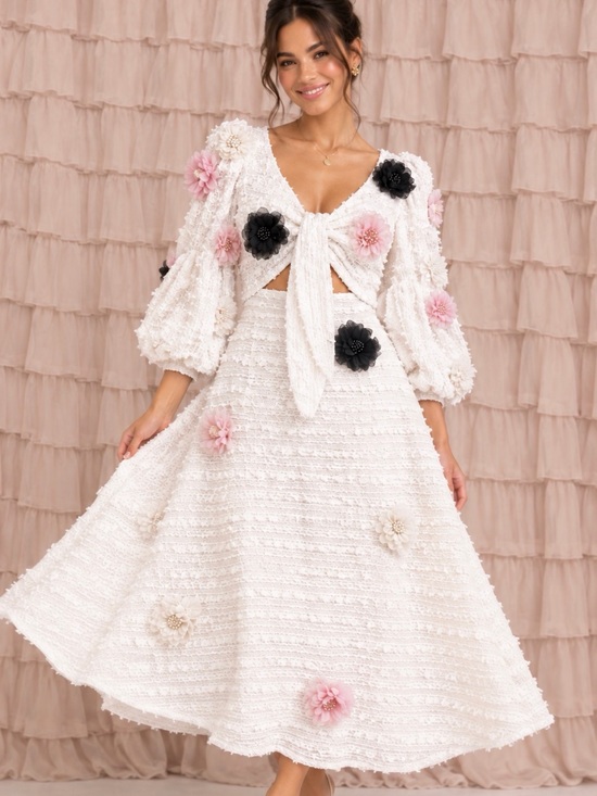 Dream by Sister Jane Dresses & Skirts - NWT Dream By Sister Jane Elegant Floral Embellished White Dress